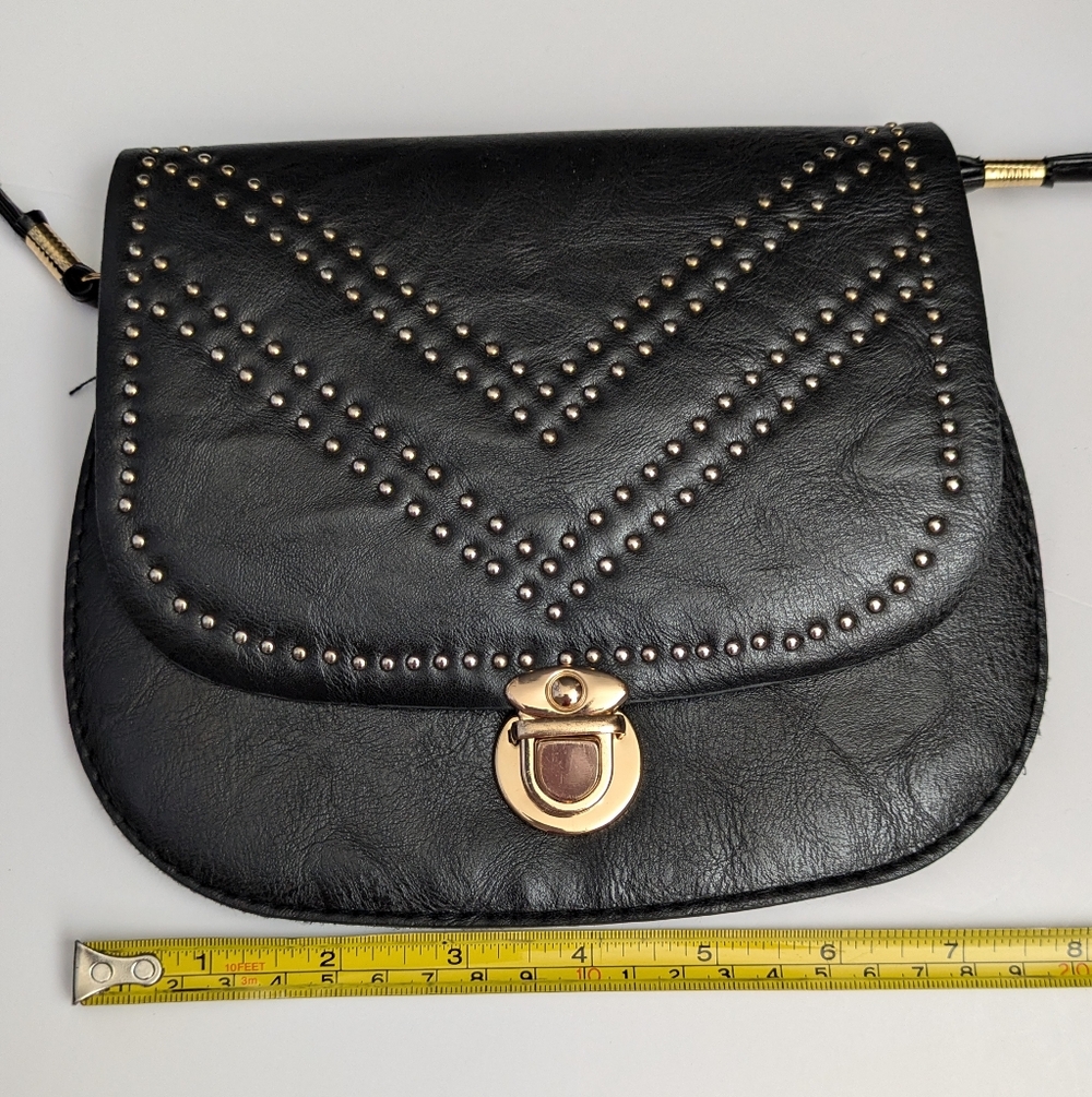 Cute Black Studded Cross Body Bag Purse Bohemian Grunge Goth Casual - Picture 11 of 14